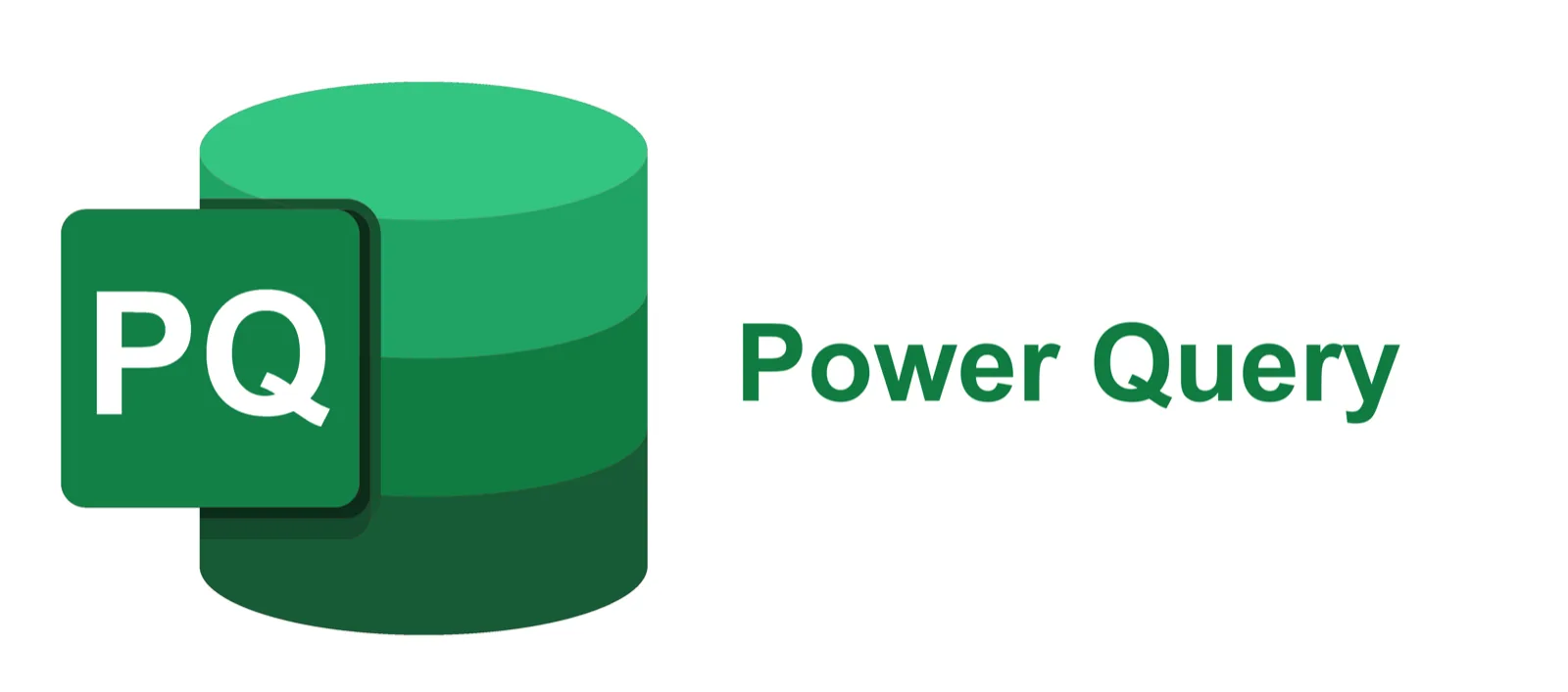 Logotipo do Power Query: ícone verde com as letras PQ sobre um cilindro de banco de dados, com o nome ao lado